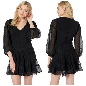 Bardot Mae Swiss Dot Mini Dress in Black
